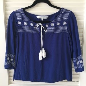 Cupcakes & Cashmere Embroidered 3/4 Sleeve Top